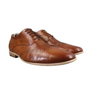 W Collection Shoes Mens 7.5 Oxford Dress Leather Classic Formal Wingtip Brown